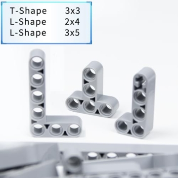 114 Stück Technische Bauteile-Set – Technical ersatzteile mit Liftarm, Lochbalken 1-16 Noppen, T-förmig & L-Träger, Kompatibel mit großen Marken, Spielzeug für Jungen, Erwachsene (Gray) - 5
