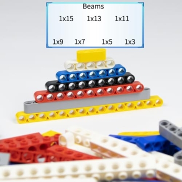 114 Stück Technische Bauteile-Set – Technical ersatzteile mit Liftarm, Lochbalken 1-16 Noppen, T-förmig & L-Träger, Kompatibel mit großen Marken, Spielzeug für Jungen, Erwachsene (6 Mischfarben) - 4