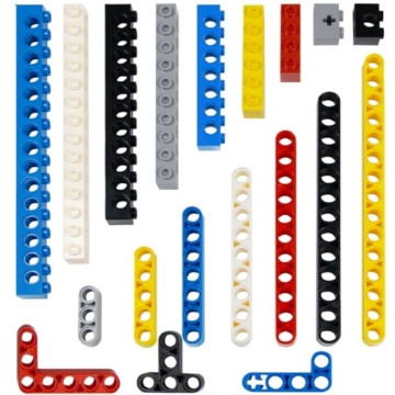 114 Stück Technische Bauteile-Set – Technical ersatzteile mit Liftarm, Lochbalken 1-16 Noppen, T-förmig & L-Träger, Kompatibel mit großen Marken, Spielzeug für Jungen, Erwachsene (6 Mischfarben) - 1