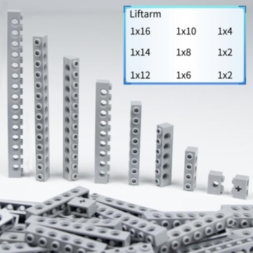 114 Stück Technische Bauteile-Set – Technical ersatzteile mit Liftarm, Lochbalken 1-16 Noppen, T-förmig & L-Träger, Kompatibel mit großen Marken, Spielzeug für Jungen, Erwachsene (Gray) - 3