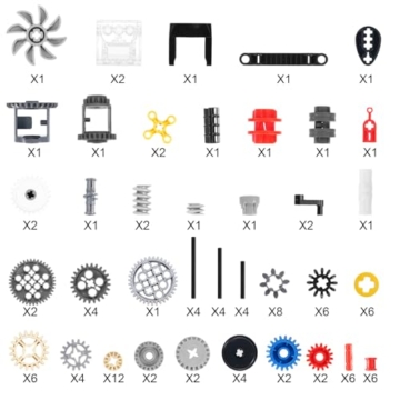 117-Teilig Technik Ersatzteile Set,APKLVSR Power Functions Zubehör mit Zahnrädern, Zahnstangen, Schneckengetriebe, Verbindern & Achsen für Technik Klemmbausteine - 2