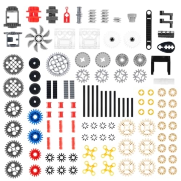 117-Teilig Technik Ersatzteile Set,APKLVSR Power Functions Zubehör mit Zahnrädern, Zahnstangen, Schneckengetriebe, Verbindern & Achsen für Technik Klemmbausteine - 1