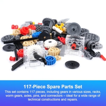 117-Teilig Technik Ersatzteile Set,APKLVSR Power Functions Zubehör mit Zahnrädern, Zahnstangen, Schneckengetriebe, Verbindern & Achsen für Technik Klemmbausteine - 6
