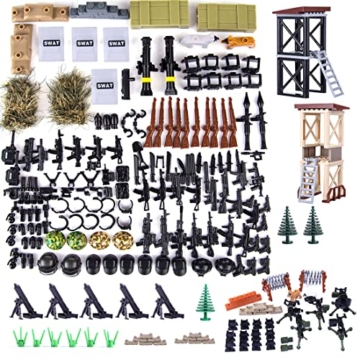 12che Millitärspielzeug Helm, Custom Figures Militärblock und Waffe Set für Soldaten Minifiguren SWAT Polizei Team Kompatibel mit Lego Figuren