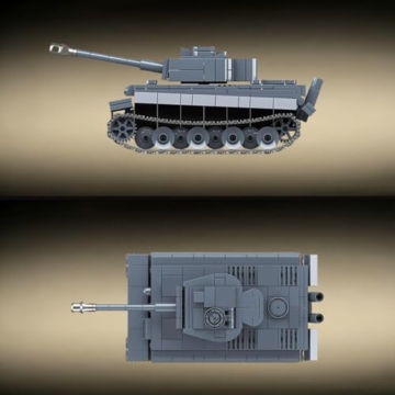 1:32 Tiger Panzer Klemmbausteine,503 Teile WWII Armee Militärspielzeuge Leichter Panzer Modellbausatz Kampfwagen Bausteine mit Waffen Ausgestattet Kreative Geschenke für Junge Menschen Militärfans - 7