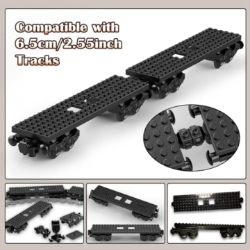 2 Stück Zugwaggon Klemmbausteine City Zug Basis Eisenbahn Zubehör Bausteine Kompatibel mit Marktführer Zugbasis Schienen Güterzug Erweiterungsset Modellbausatz Kreative Geschenk für Junge Menschen - 2
