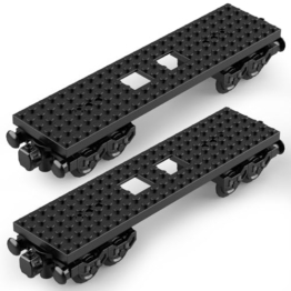 2 Stück Zugwaggon Klemmbausteine City Zug Basis Eisenbahn Zubehör Bausteine Kompatibel mit Marktführer Zugbasis Schienen Güterzug Erweiterungsset Modellbausatz Kreative Geschenk für Junge Menschen - 1