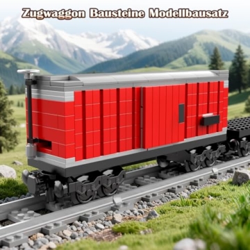 2 Stück Zugwaggon Klemmbausteine City Zug Basis Eisenbahn Zubehör Bausteine Kompatibel mit Marktführer Zugbasis Schienen Güterzug Erweiterungsset Modellbausatz Kreative Geschenk für Junge Menschen - 4