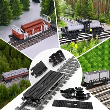 2 Stück Zugwaggon Klemmbausteine City Zug Basis Eisenbahn Zubehör Bausteine Kompatibel mit Marktführer Zugbasis Schienen Güterzug Erweiterungsset Modellbausatz Kreative Geschenk für Junge Menschen - 5
