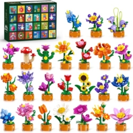 2026 Adventskalender Blumen Bausteine Weihnachten Spielzeug Set für Kinder - 1