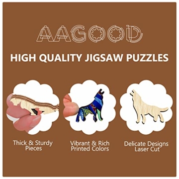 AAGOOD Holzpuzzles,302 Stücke Tierform Puzzleteile Holzpuzzle für Erwachsene und Kinder, Einzigartig Geformte Tierische Familienspielsammlung intime Eule (L) - 5