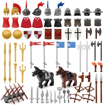 Antike Geschichte Ritter Waffen Set Mittelalterliche Militär Krieg Spielzeug Set für Mittelalter Figuren und Königreich Soldaten Schwerter und Rüstung Block Zubehör Kompatibel mit großen Marken