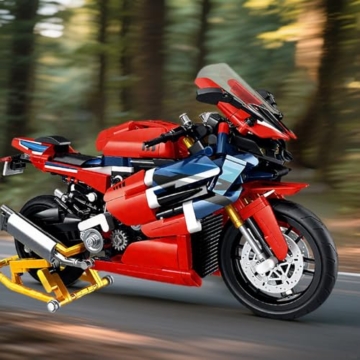 Auspcers Technik Motorrad Bausteine für 1000RR, 1017 Teile Technik Supermotorrad Modell Bauset Technik Rennen Motorrad MOC Modellbausätze, Klemmbausteine Kompatibel mit großen Marken - 5