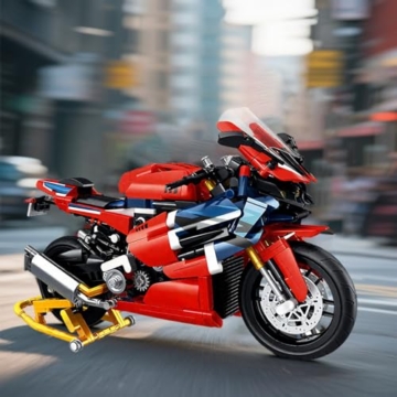Auspcers Technik Motorrad Bausteine für 1000RR, 1017 Teile Technik Supermotorrad Modell Bauset Technik Rennen Motorrad MOC Modellbausätze, Klemmbausteine Kompatibel mit großen Marken - 6