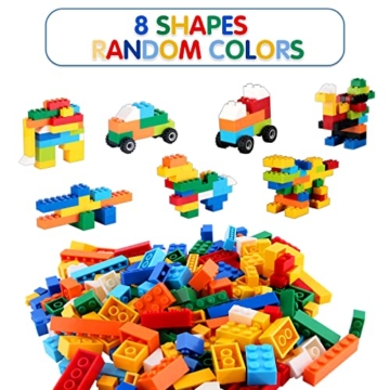 Bausteine ​​1500 Stück, Basic Classic Building Blocks zufällige Farben, 8 Formen, 1500Pcs Bulk Building Bricks für Kinder ab 6 Jahren, mit Aufbewahrungsbox, kompatibel zu Allen gängigen Marken - 5