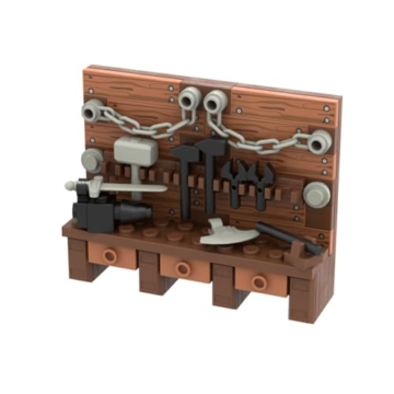 BlocteckToy Mittelalterliche Schmiede, 100 Stück Klemmbausteine Waffenständer Werkbank Bausteine MOC Set für Erwachsene Kompatibel mit 21325 - 3