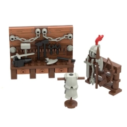 BlocteckToy Mittelalterliche Schmiede, 100 Stück Klemmbausteine Waffenständer Werkbank Bausteine MOC Set für Erwachsene Kompatibel mit 21325 - 1