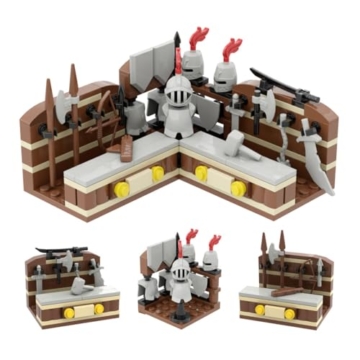 BlocteckToy Mittelalterliche Schmiede, 140 Stück Klemmbausteine Waffen und Rüstungsausstellung Bausteine MOC Set für Erwachsene Kompatibel mit 21325 - 2