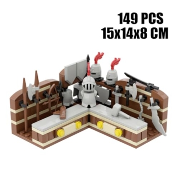 BlocteckToy Mittelalterliche Schmiede, 140 Stück Klemmbausteine Waffen und Rüstungsausstellung Bausteine MOC Set für Erwachsene Kompatibel mit 21325 - 3