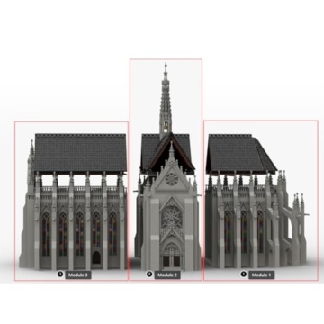 BlocteckToy MOC Klemmbausteine Gotische Kathedrale Modul 3-NEF Modell, 6941 Teile Groß Architecture Kirchen WeltberüHmtes Gebäude Set, MOC-165277 - 4
