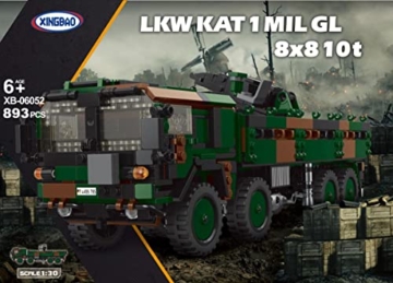 BlueBrixx 06052 Marke Xingbao – LKW Kat 1 MIL GL 8x8 10t, Bundeswehr aus Klemmbausteinen mit 893 Bauelementen. Kompatibel mit Anderen Klemmbausteinmarken. Lieferung in Originalverpackung. - 2