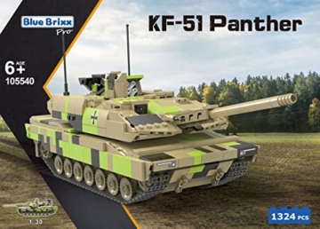 BlueBrixx 105540 – Kampfpanzer Panther KF51, Bundeswehr aus Klemmbausteinen mit 1324 Bauelementen. Kompatibel mit Anderen Klemmbausteinherstellern. Lieferung in Originalverpackung. - 2