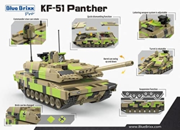 BlueBrixx 105540 – Kampfpanzer Panther KF51, Bundeswehr aus Klemmbausteinen mit 1324 Bauelementen. Kompatibel mit Anderen Klemmbausteinherstellern. Lieferung in Originalverpackung. - 3