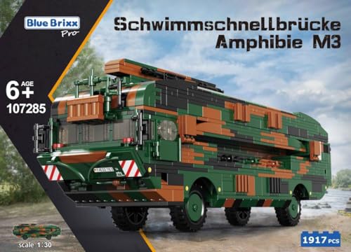 BlueBrixx 107285 – Schwimmschnellbrücke Amphibie M3, Bundeswehr aus Klemmbausteinen mit 1917 Bauelementen. Kompatibel mit Anderen Klemmbausteinherstellern. Lieferung in Originalverpackung. - 3