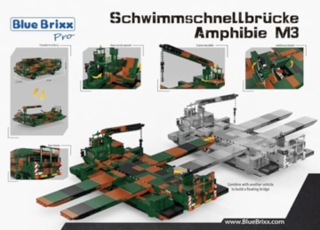 BlueBrixx 107285 – Schwimmschnellbrücke Amphibie M3, Bundeswehr aus Klemmbausteinen mit 1917 Bauelementen. Kompatibel mit Anderen Klemmbausteinherstellern. Lieferung in Originalverpackung. - 4
