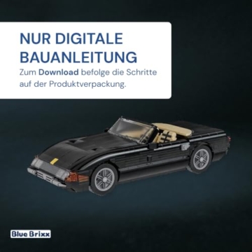 BlueBrixx 1970er Sport Cabriolet schwarz, 1291 Klemmbausteine, Oldtimer - 2