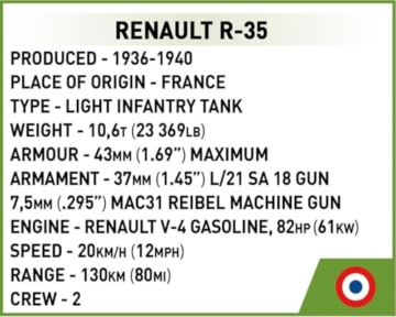 BlueBrixx 2719 Cobi – Renault R-35 aus Klemmbausteinen mit 258 Bauelementen - 4