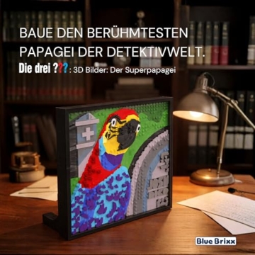 BlueBrixx Die DREI ??? 3D Bild Der Superpapagei, 807 Klemmbausteine - 5