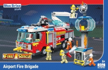 BlueBrixx Kids 107161 – Stadtfeuerwehr: Flughafenfeuerwehr aus Klemmbausteinen mit 647 Bauelementen - 1
