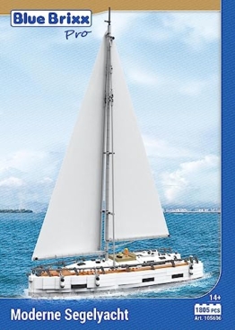 BlueBrixx Pro 105606 – Moderne Segelyacht aus Klemmbausteinen mit 1805 Bauelementen. Kompatibel mit anderen Klemmbausteinherstellern. Lieferung in Originalverpackung. - 1