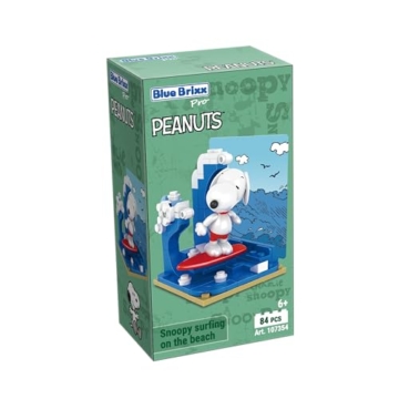 BlueBrixx Pro 107354 – Snoopy Surft am Strand aus Klemmbausteinen mit 84 Bauelementen - 3