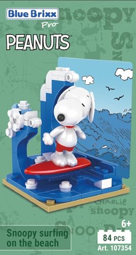 BlueBrixx Pro 107354 – Snoopy Surft am Strand aus Klemmbausteinen mit 84 Bauelementen - 4