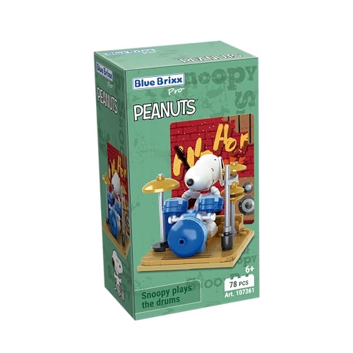 BlueBrixx Pro Snoopy spielt Schlagzeug aus Klemmbausteinen 107361 Box