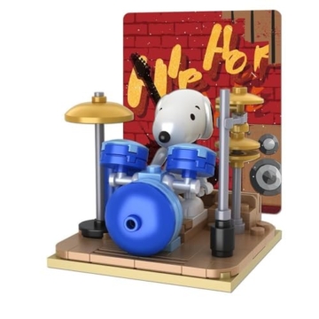 BlueBrixx Pro Snoopy spielt Schlagzeug aus Klemmbausteinen 107361