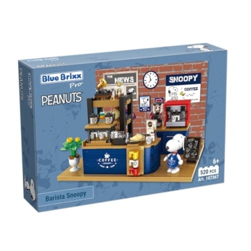 BlueBrixx Pro 107367 – Barista Snoopy – Peanuts Snoopy Figur aus Klemmbausteinen – 520 Teile – Offizielles Lizenzprodukt - 2