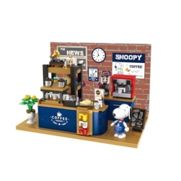 BlueBrixx Pro 107367 – Barista Snoopy – Peanuts Snoopy Figur aus Klemmbausteinen – 520 Teile – Offizielles Lizenzprodukt - 1