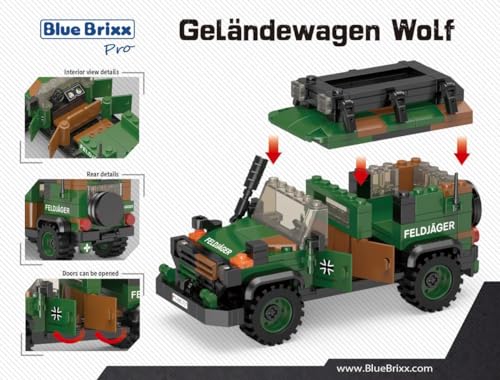 BlueBrixx Pro 107590 – Geländewagen Wolf, Bundeswehr Box Rückseite