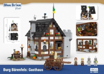 BlueBrixx Pro 108034 – Burg Bärenfels: Gasthaus aus Klemmbausteinen mit 1041 Bauelementen. Kompatibel mit Anderen Klemmbausteinen. Lieferung in Originalverpackung. - 7