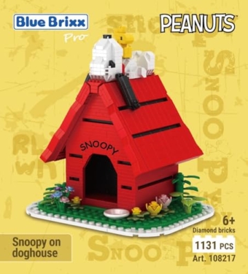 BlueBrixx Pro 108217 – Snoopy auf Hundehütte (Diamond Blocks)