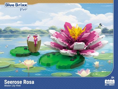 BlueBrixx Pro 108231 – Seerose Rosa aus 563 Klemmbausteinen