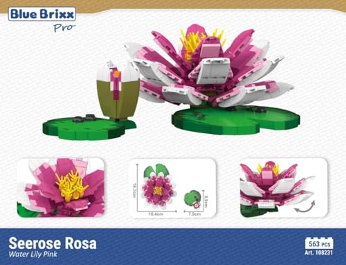 BlueBrixx Pro 108231 – Seerose Rosa aus 563 Klemmbausteinen