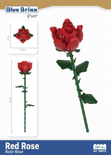 BlueBrixx Rote Rose aus Klemmbausteinen Pro 108312 Geschenk