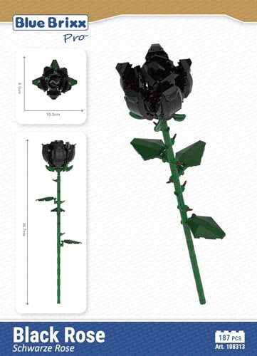 BlueBrixx Schwarze Rose aus Klemmbausteinen Pro 108313