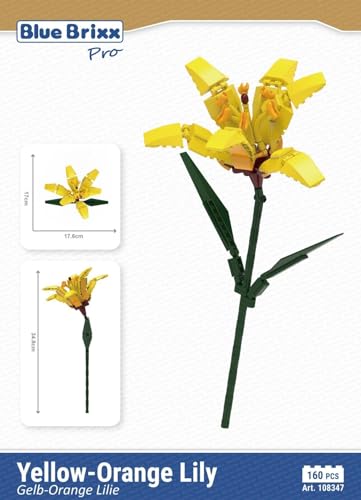 BlueBrixx Pro 108347 – Die Gelbe-Orange Lilie aus Klemmbausteinen