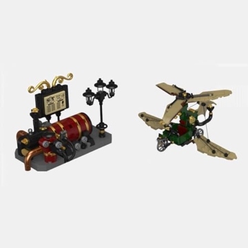 BlueBrixx Pro 108349 - Steampunk Helidroschke, 540 Klemmbausteine, Steampunk-Set, Geschenk für Steampunk Fans, Standardsteine, Bausteine der Steampunk-Serie - 1