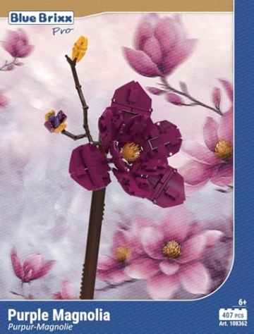 BlueBrixx Pro 108362 – Purpur-Magnolie aus Klemmbausteinen mit 407 Bauelementen - 3